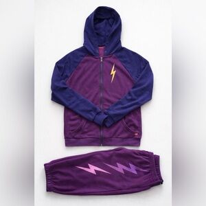 Rare Aviator Nation Heather Purple and Blue Bolt Hoodie & Joggers
